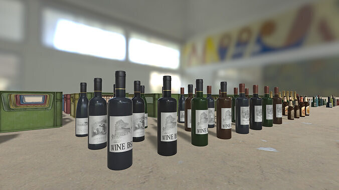 Bottles Collection HQ - PBR Low-poly 3D model 3