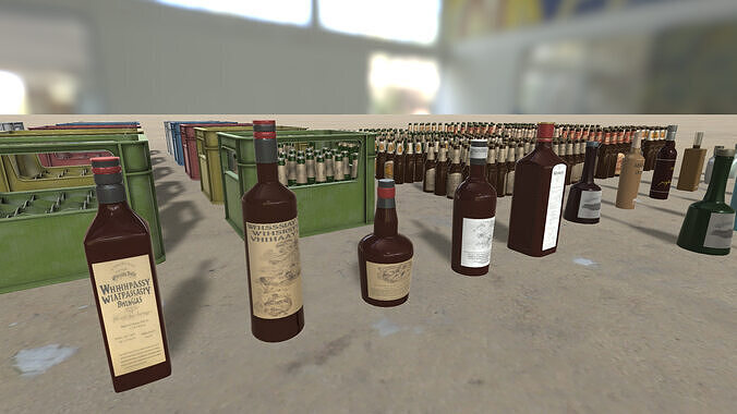 Bottles Collection HQ - PBR Low-poly 3D model 4