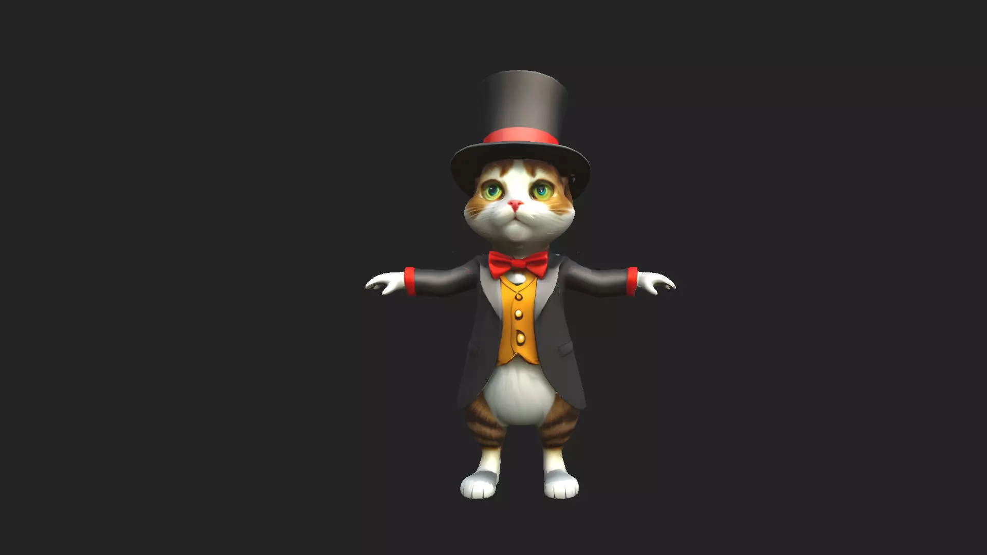 Gentleman Cat Model 001 Low-poly 3D model_0