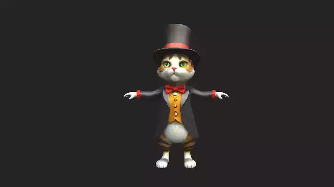 Gentleman Cat Model 001 Low-poly 3D model