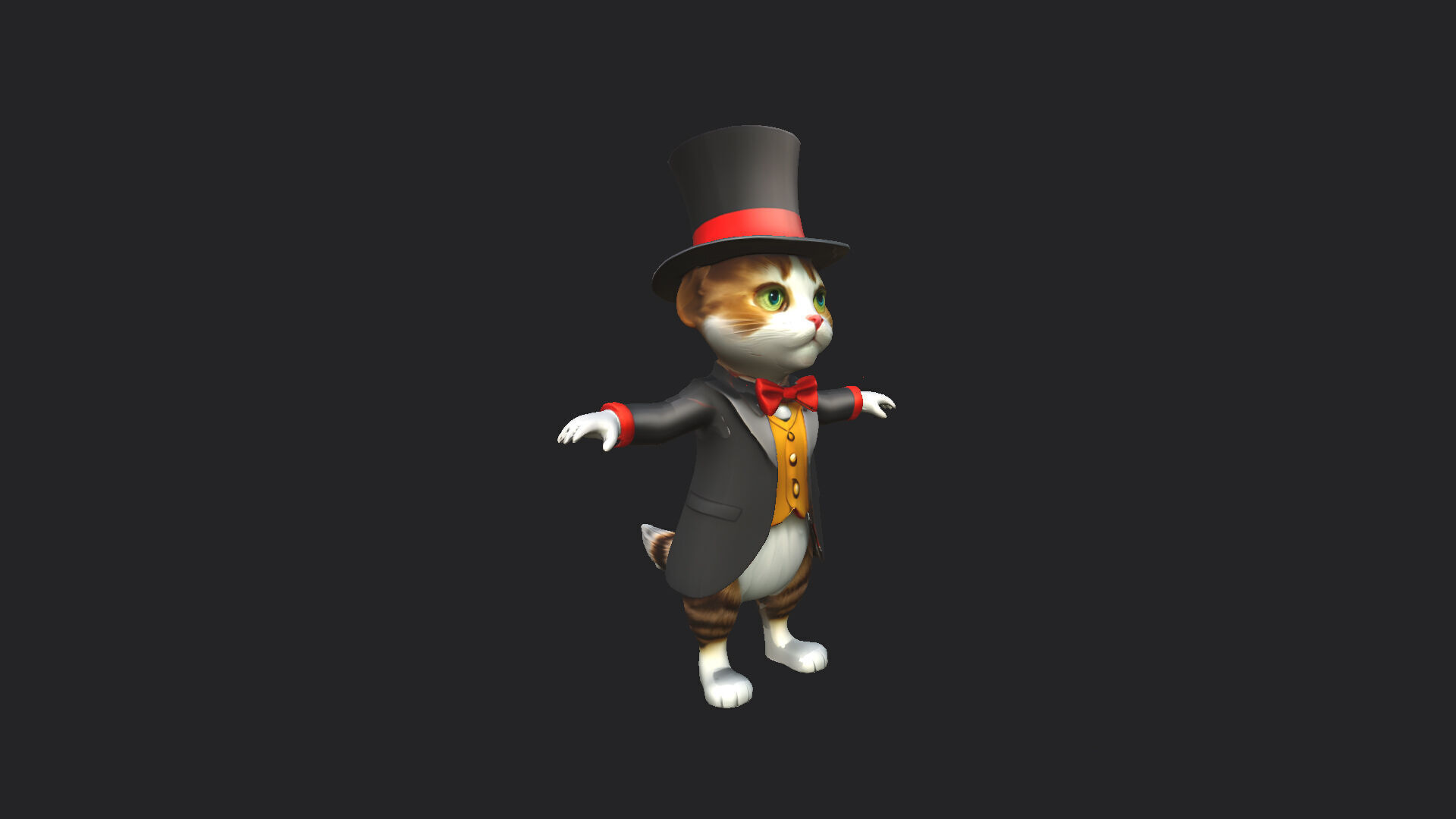 Gentleman Cat Model 001 Low-poly 3D model_9