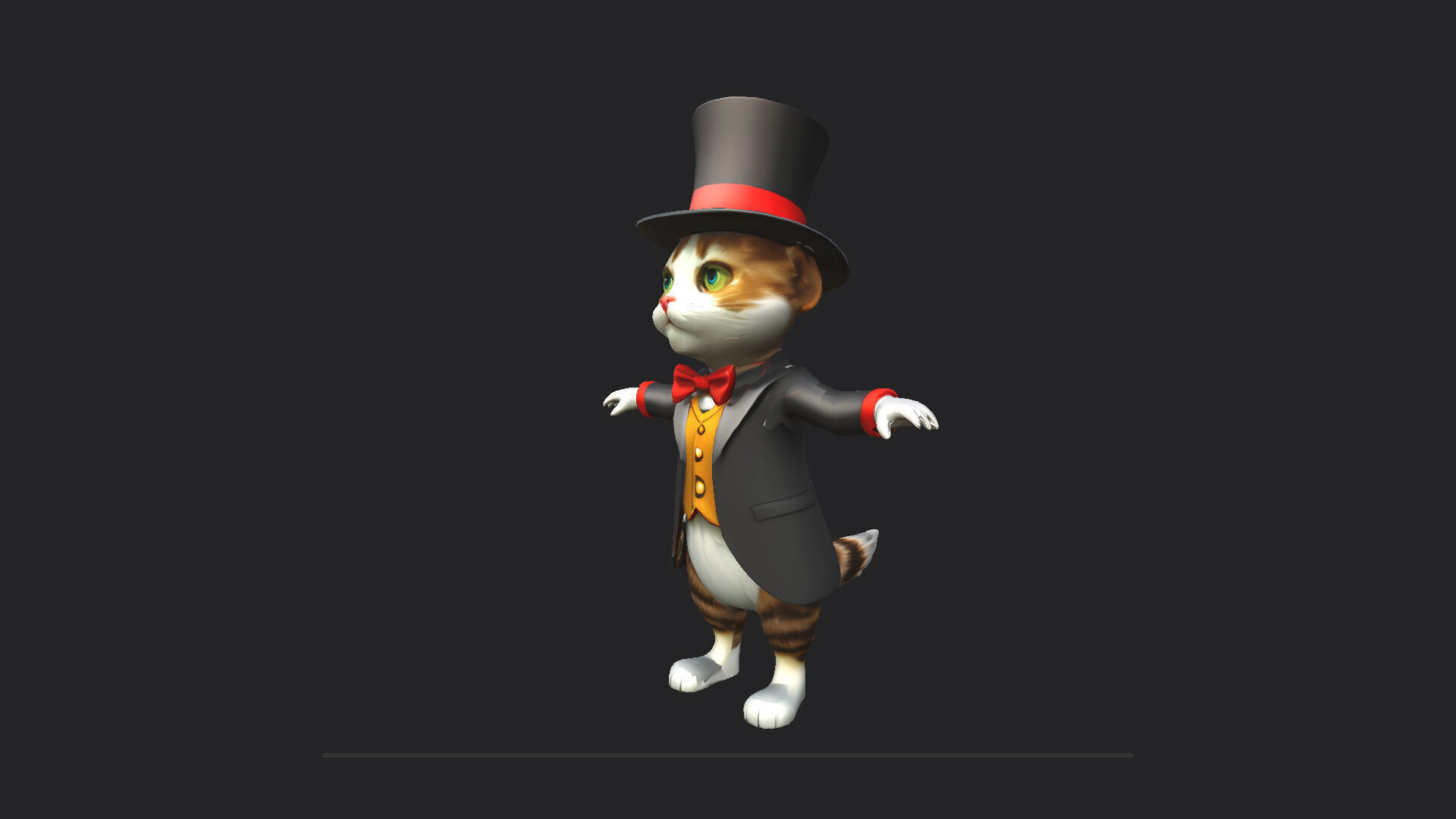 Gentleman Cat Model 001 Low-poly 3D model_1