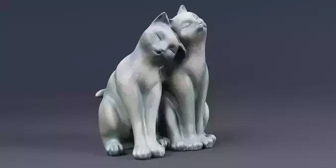 3Dscanned Nuzzling Cats Statue