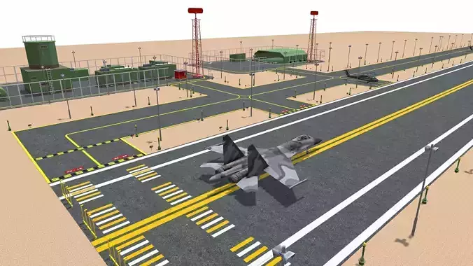 Military Airfield Low-poly 3D model