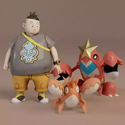 Pokemon 341 Corphish 342 Crawdaunt  npc Tierno   3d print model 