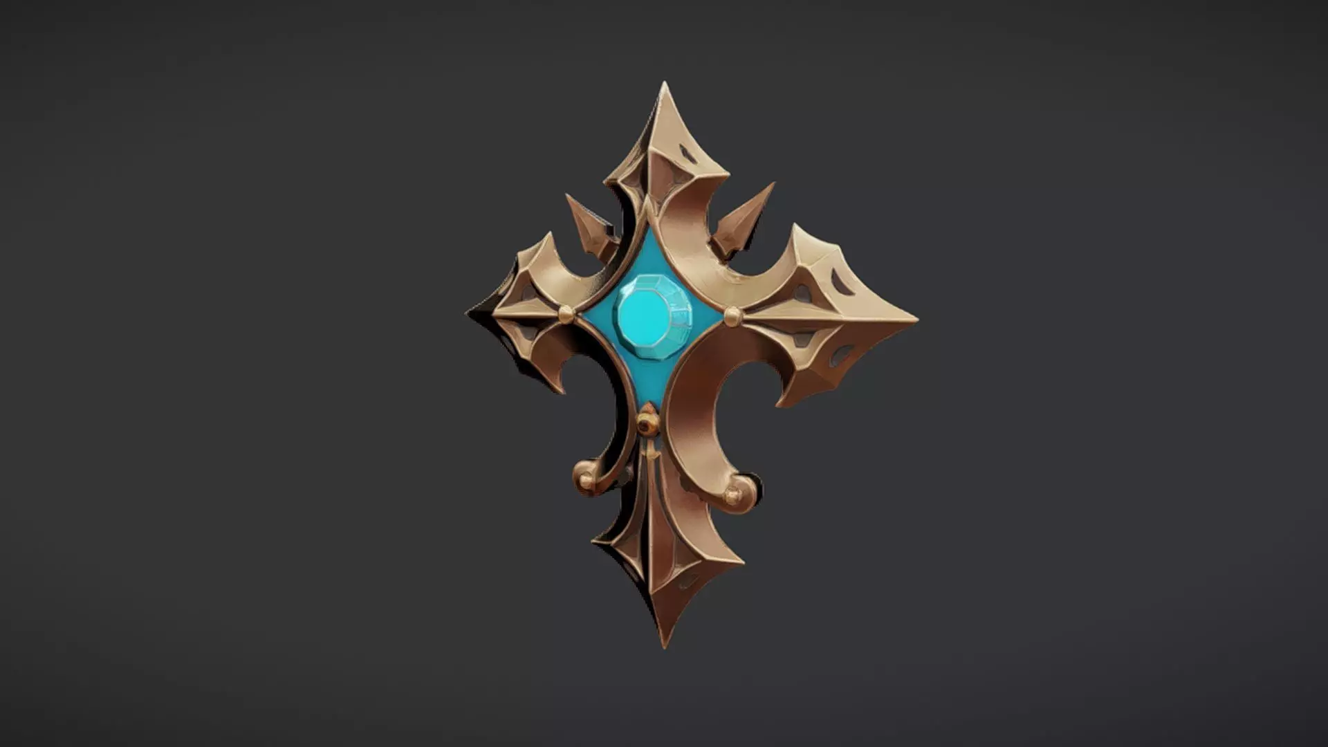 Ornate decorative emblem with a gemstone 3D model_0
