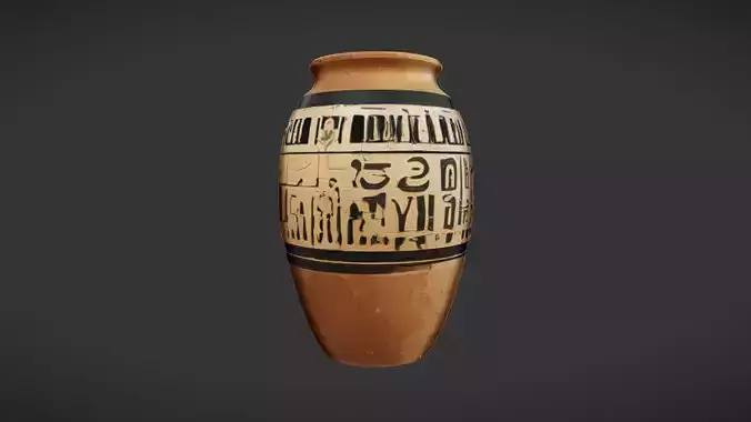 Ancient Egyptian vase with hieroglyphs