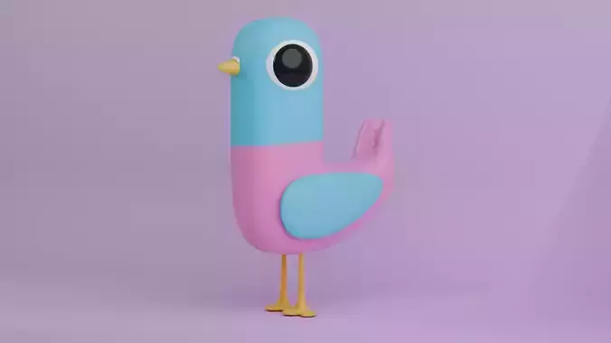 Cute Cartoon High Poly Bird With Multiple Textures 3D Model