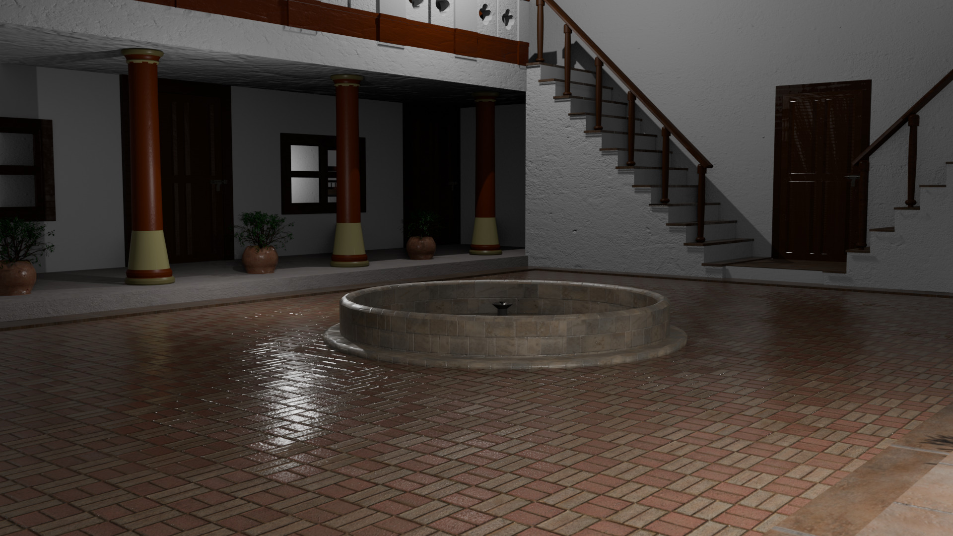 Indian Courtyard House Complete 3D model_6