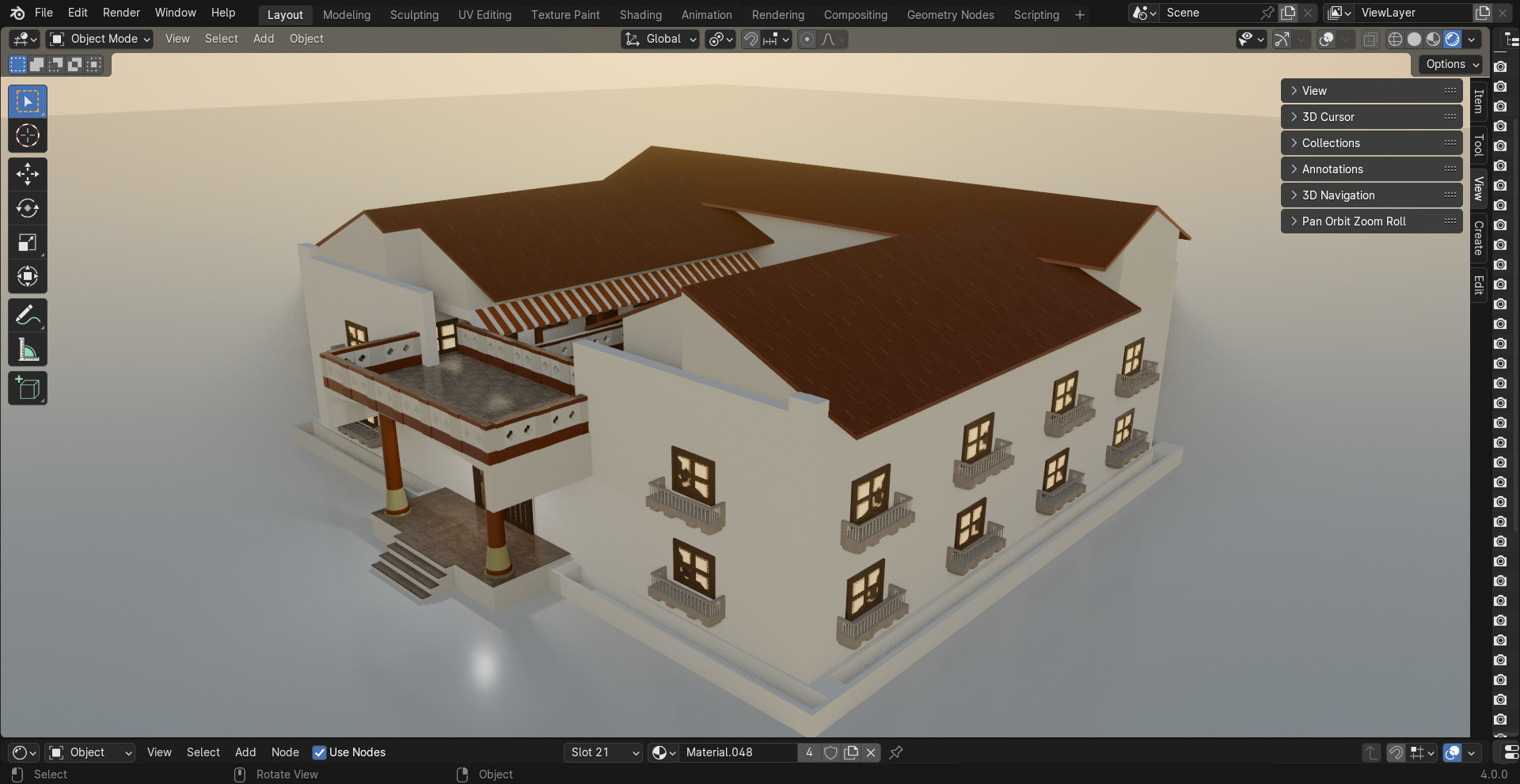 Indian Courtyard House Complete 3D model_2