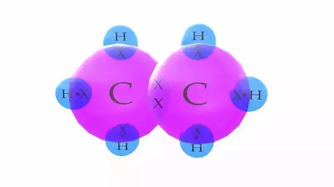 Electron Dot Structure of Ethane Low-poly 3D model