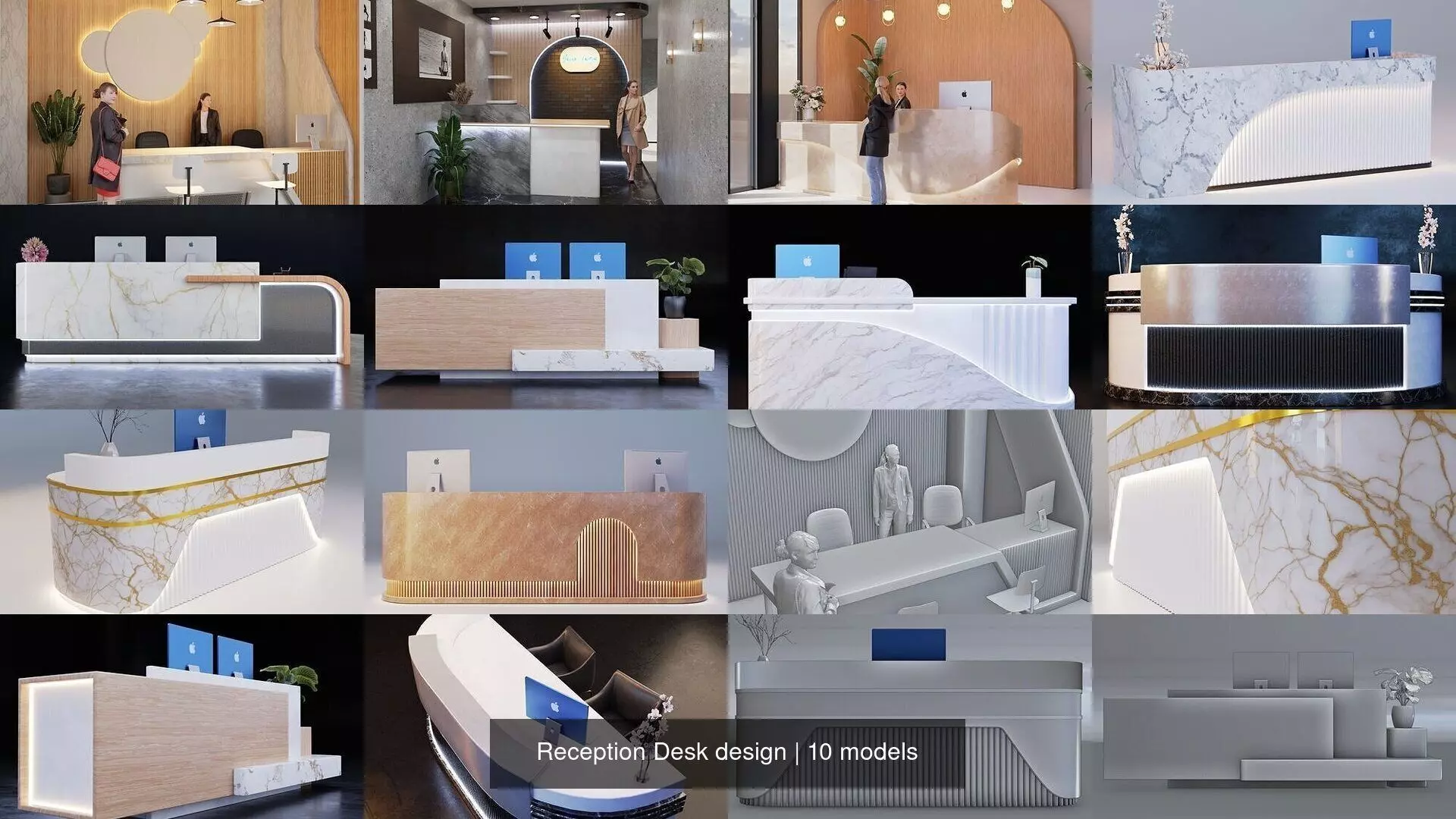 Reception Desk design 10 models 3D Model Collection_0