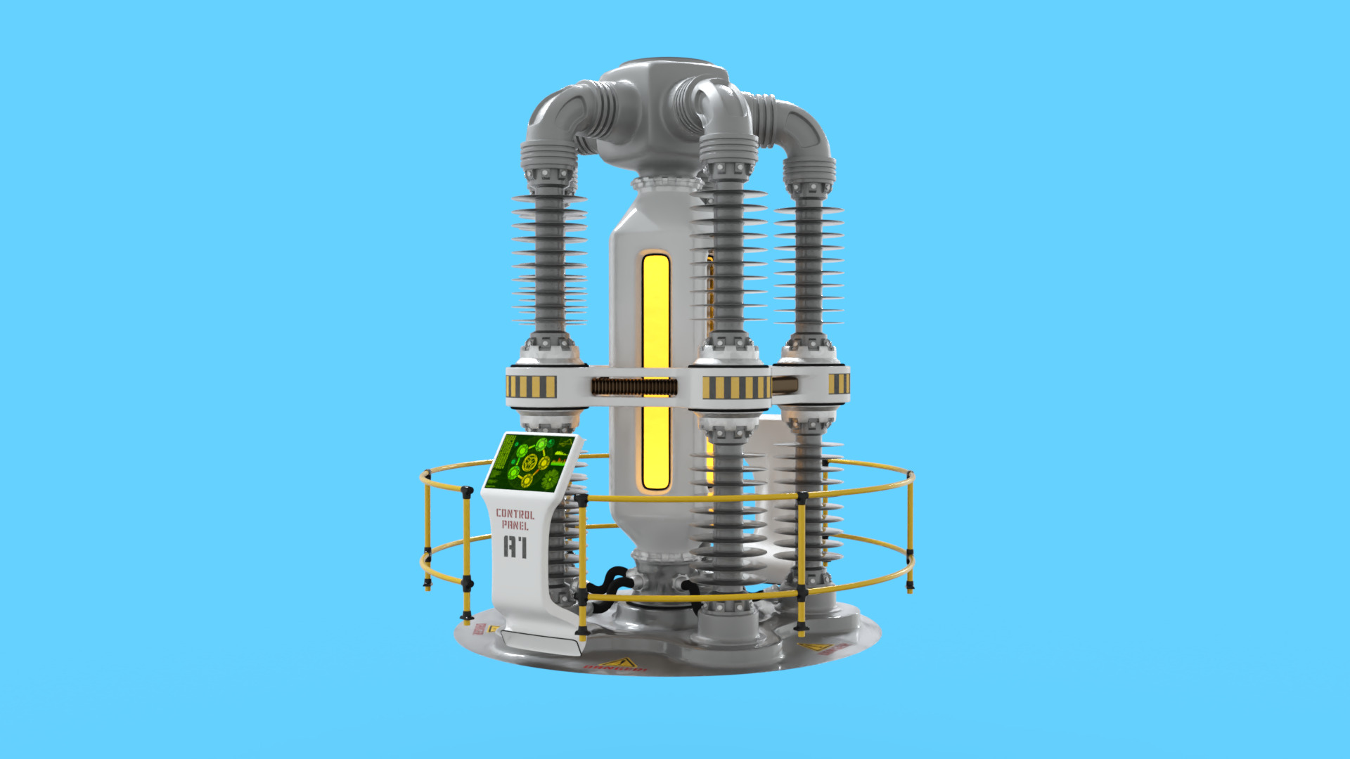 Nuclear Reactor Sci-Fi Low-poly 3D model_11