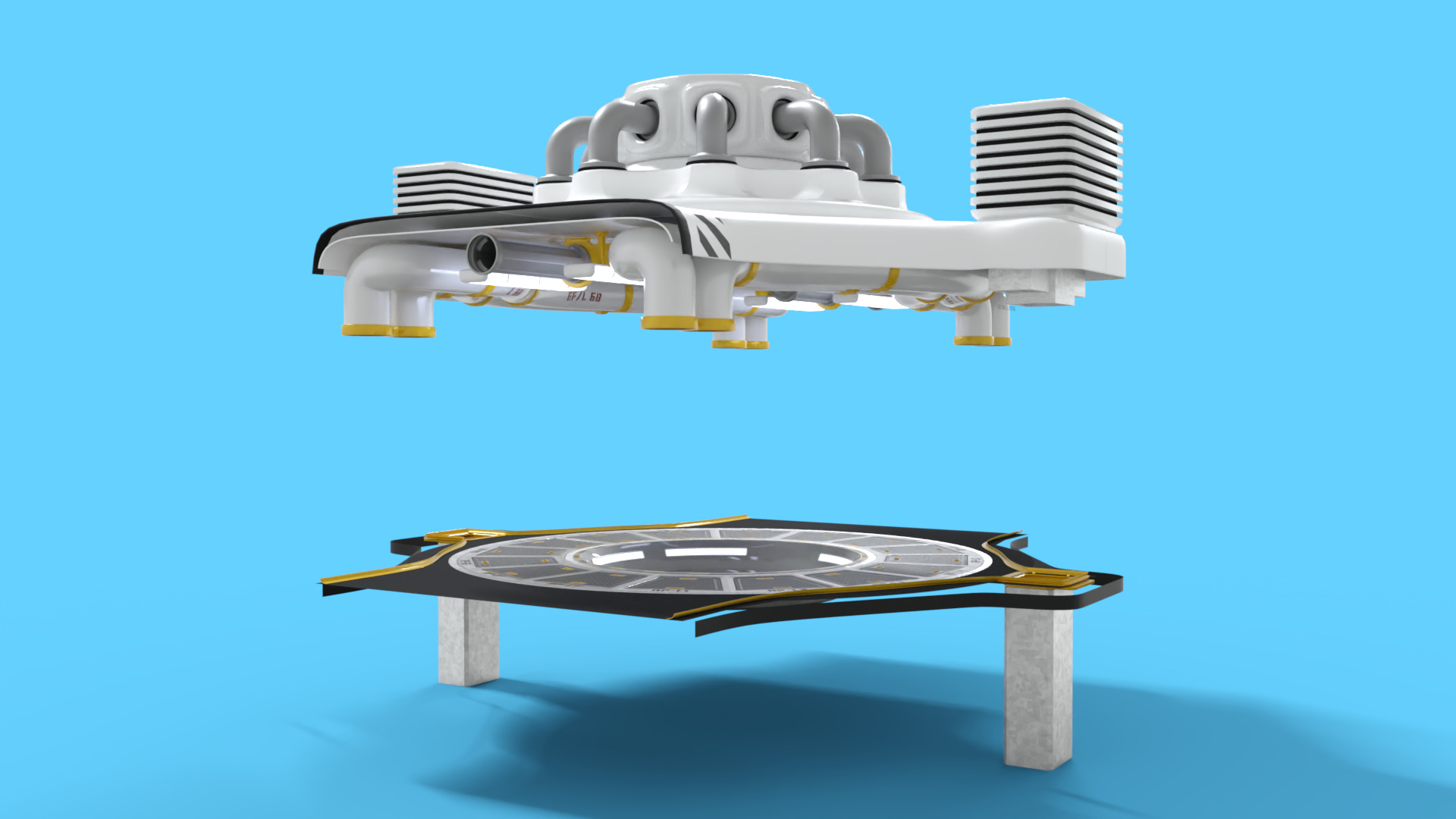 Nuclear Reactor Sci-Fi Low-poly 3D model_10