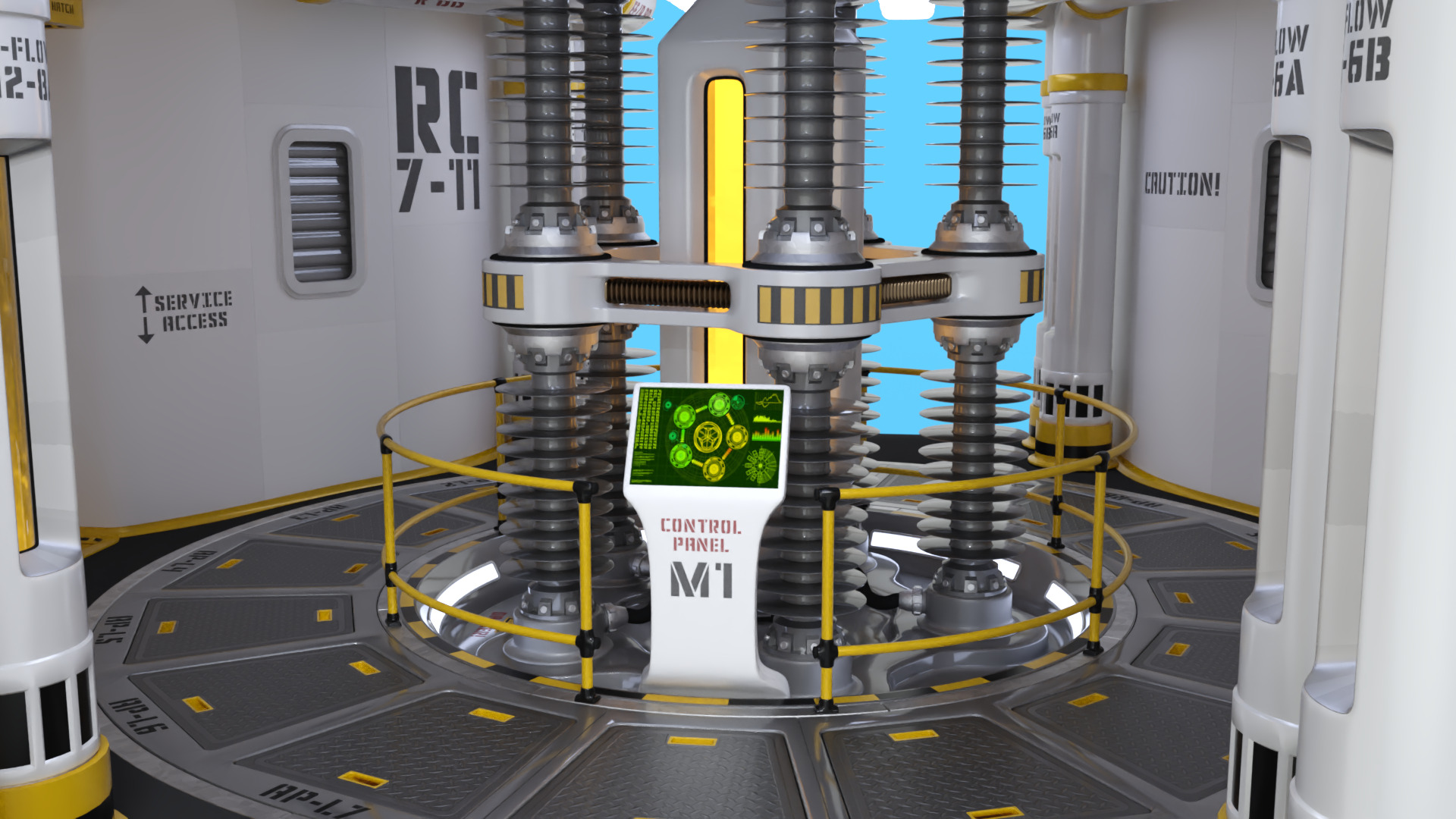 Nuclear Reactor Sci-Fi Low-poly 3D model_2