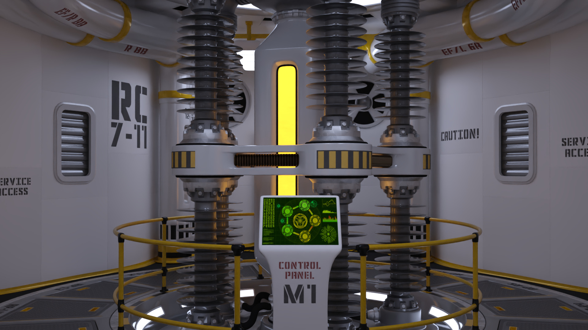 Nuclear Reactor Sci-Fi Low-poly 3D model_1