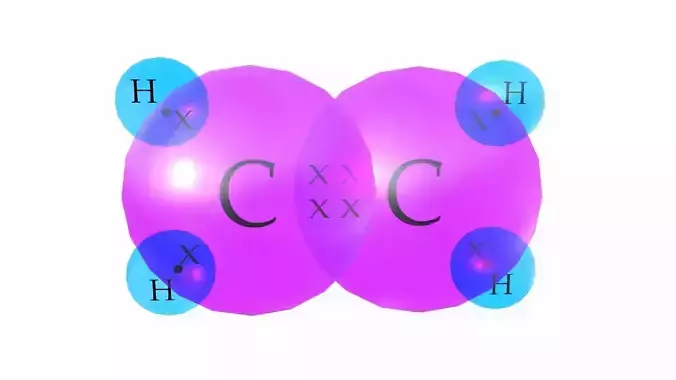 Structure of Ethane Low-poly 3D model