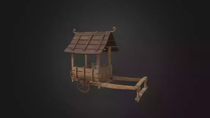 Traditional Wooden Cart with Pitched Roof