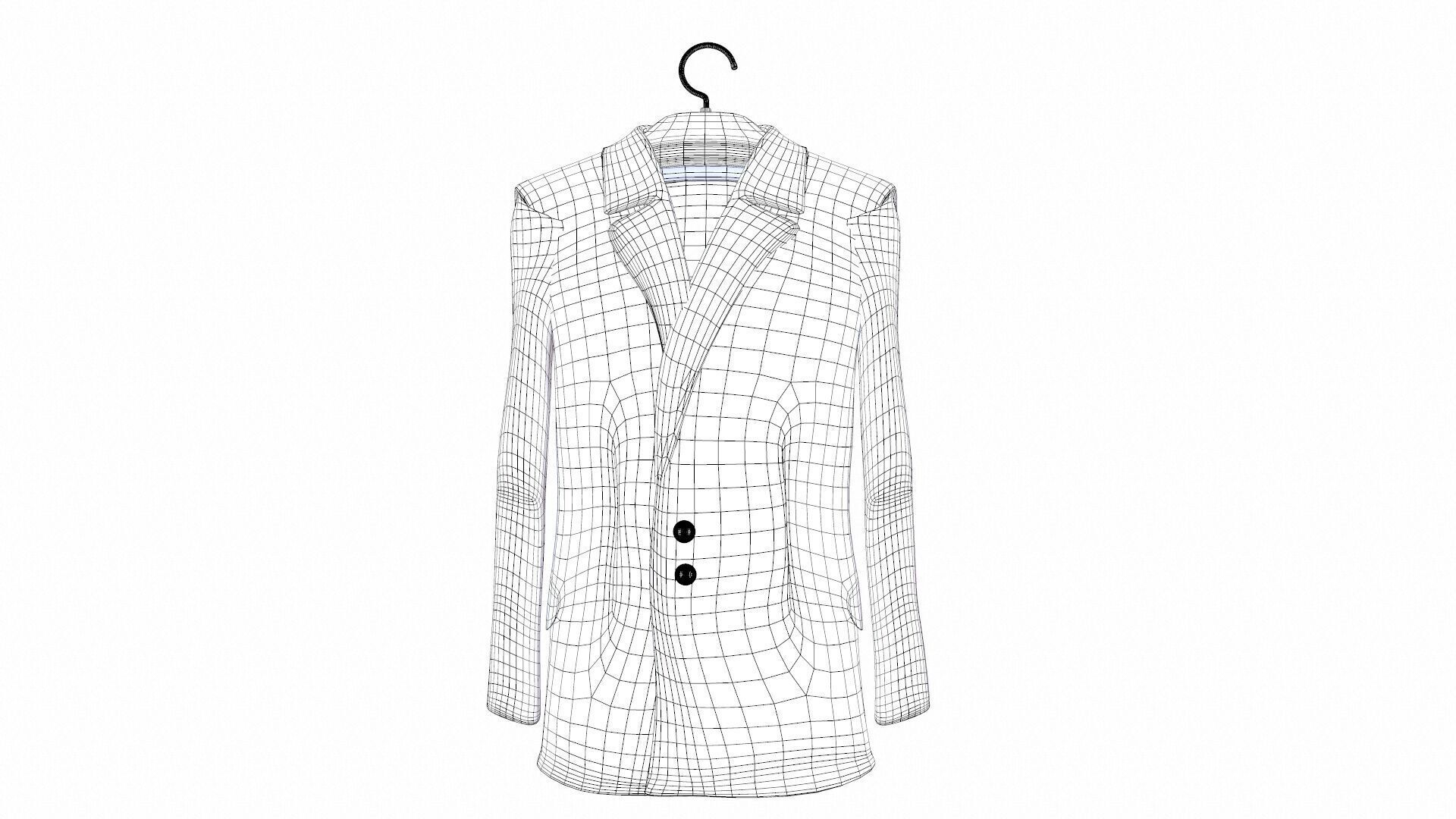 Coat on Hanger Low-poly 3D model_9