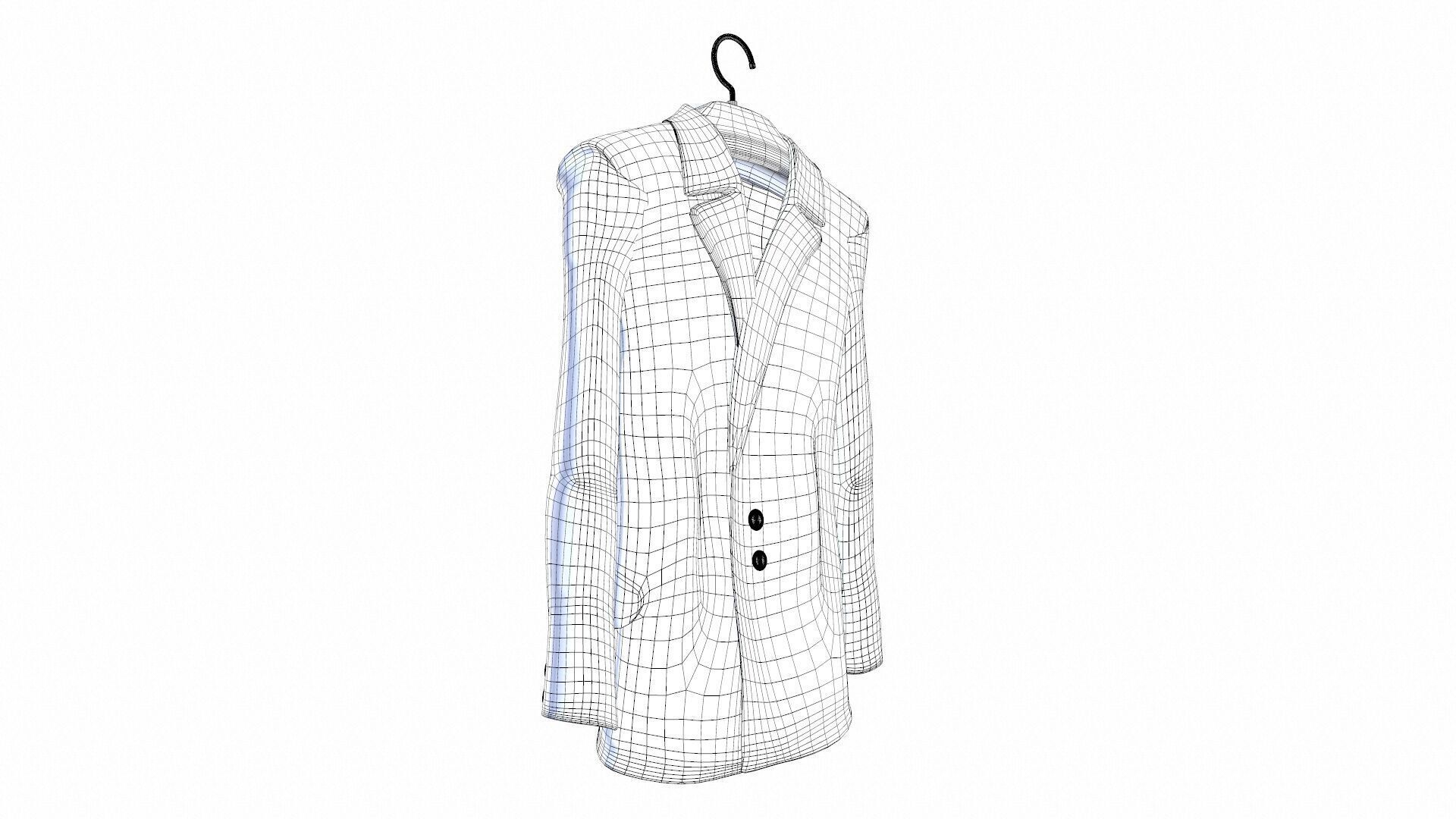 Coat on Hanger Low-poly 3D model_10