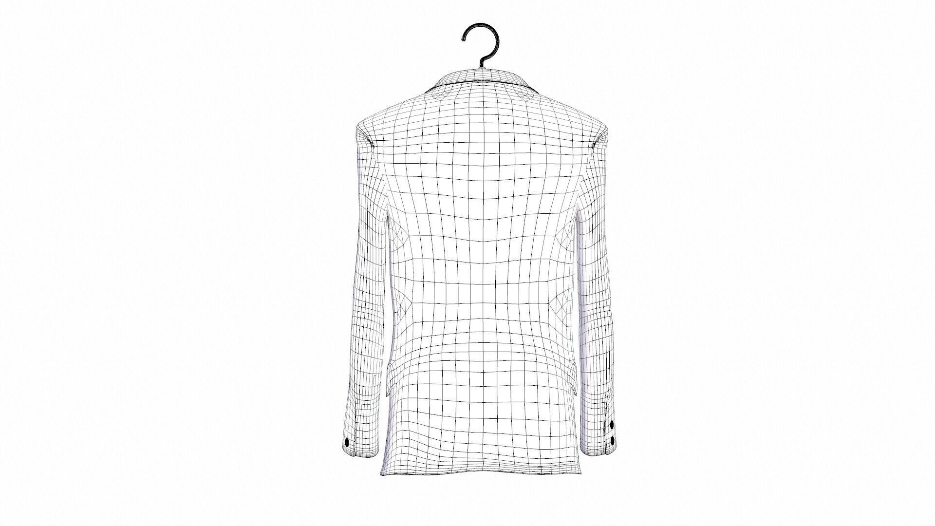 Coat on Hanger Low-poly 3D model_11