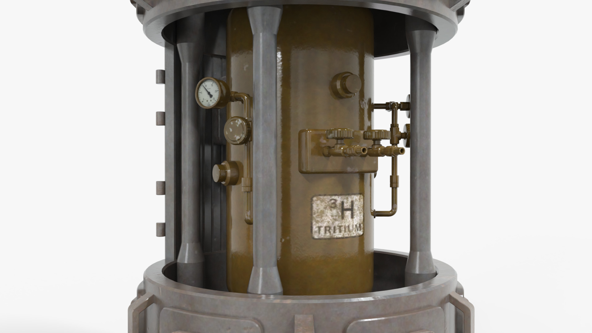 Tritium Container Hydrogen-3 Low-poly 3D model_3