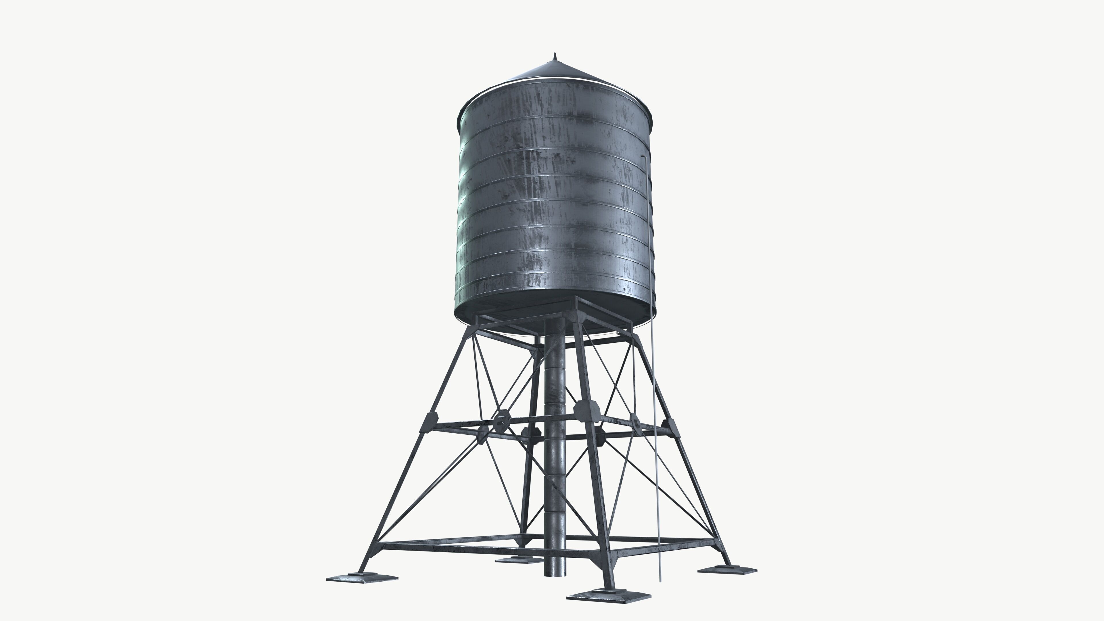 Water tank Low-poly 3D model_3