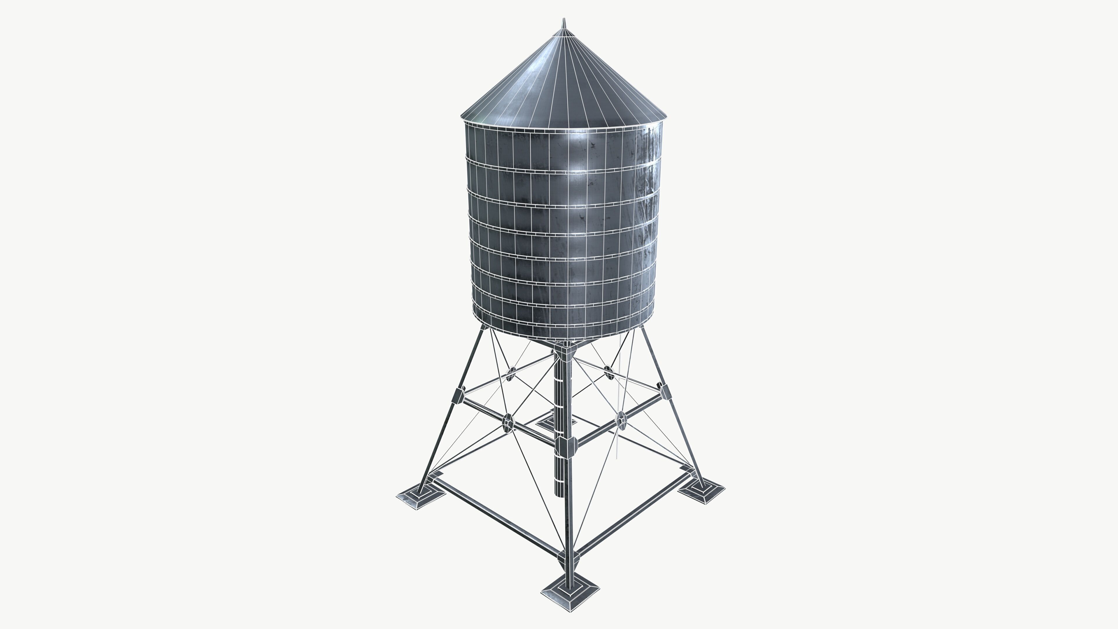 Water tank Low-poly 3D model_10
