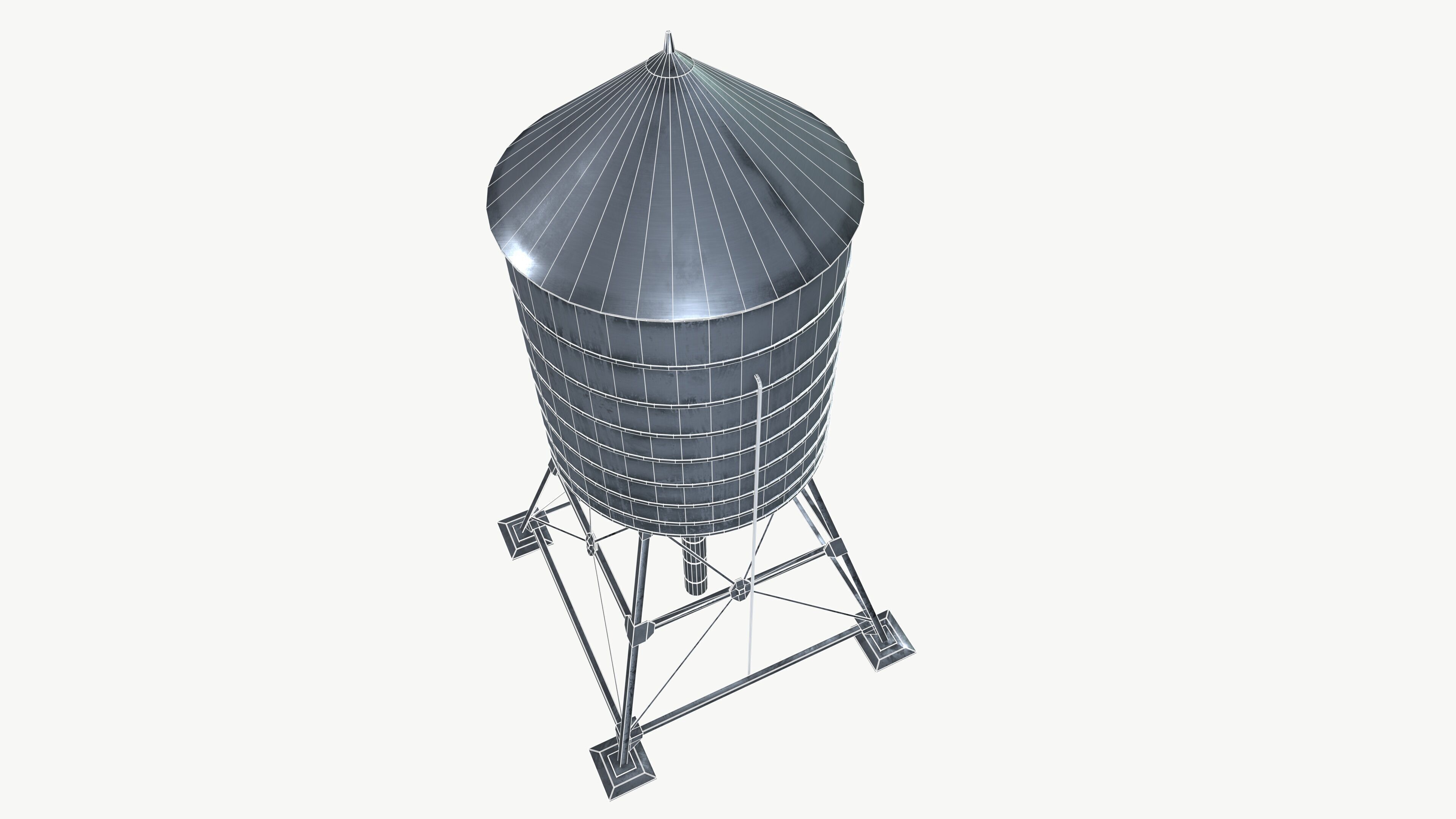 Water tank Low-poly 3D model_11