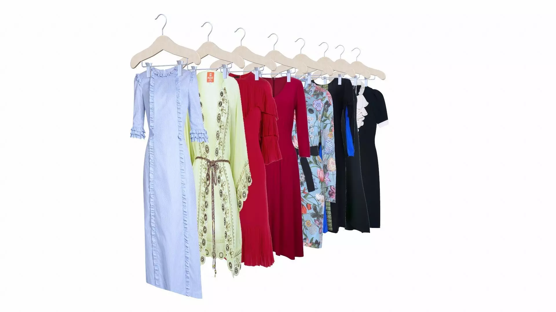 Clothes on Hangers Low-poly 3D model_0
