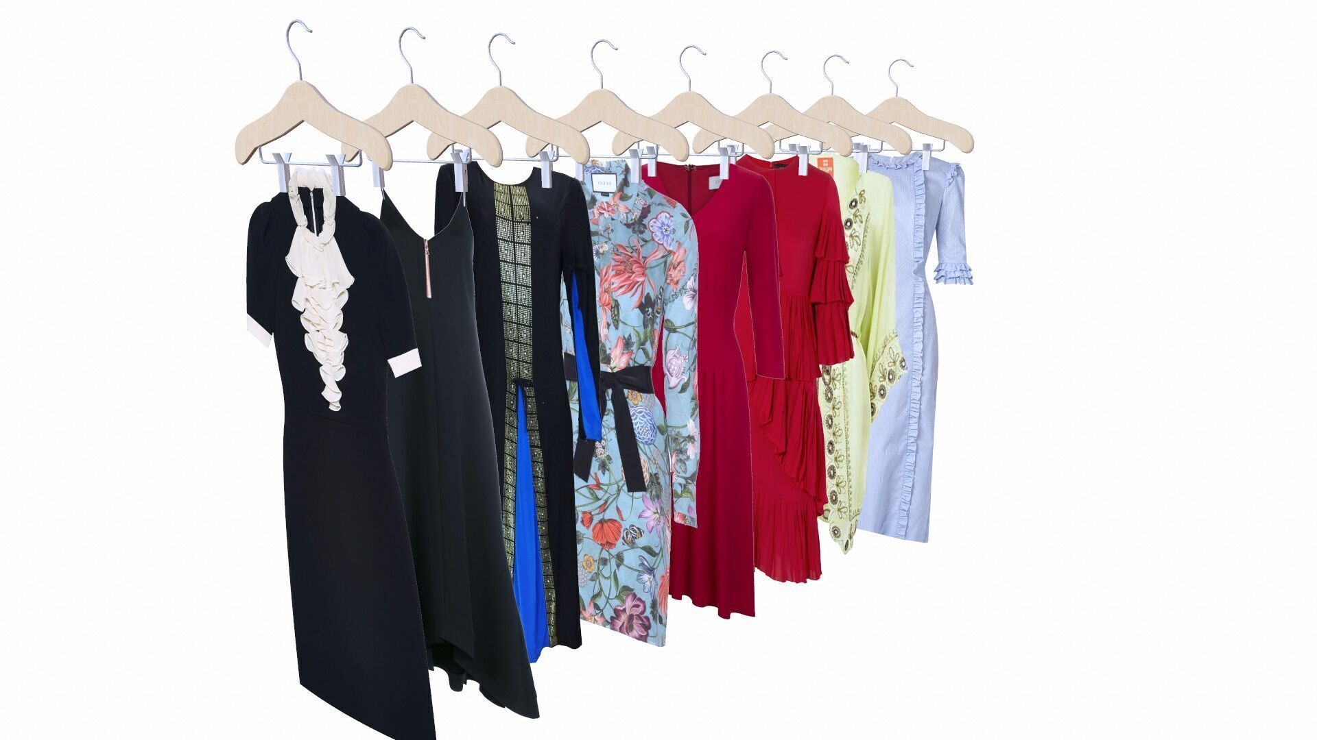 Clothes on Hangers Low-poly 3D model_8