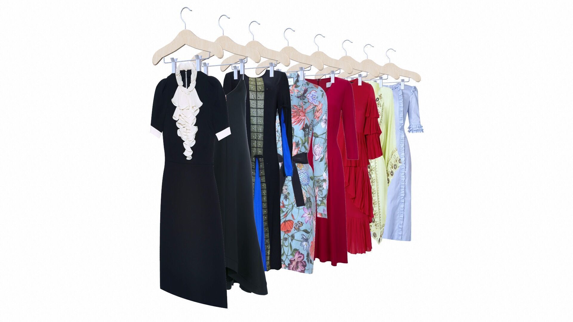 Clothes on Hangers Low-poly 3D model_4