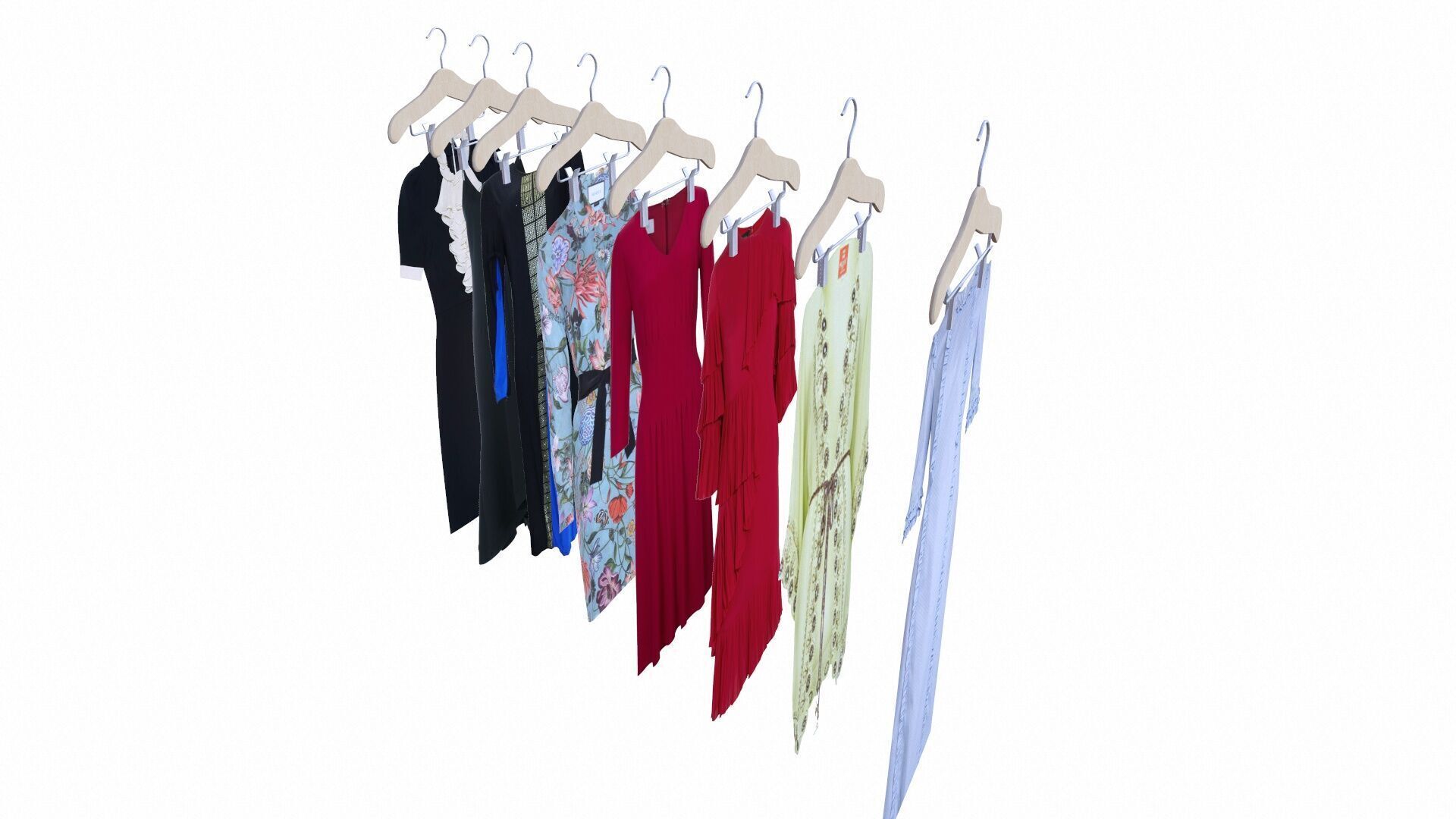 Clothes on Hangers Low-poly 3D model_7