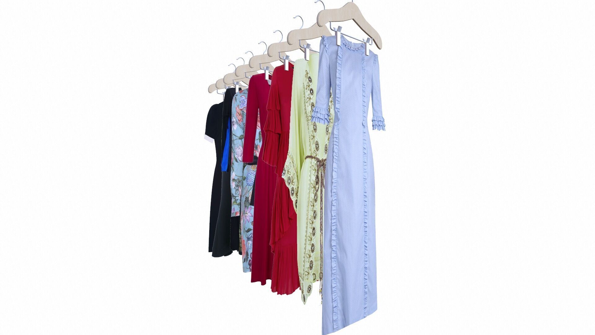Clothes on Hangers Low-poly 3D model_6
