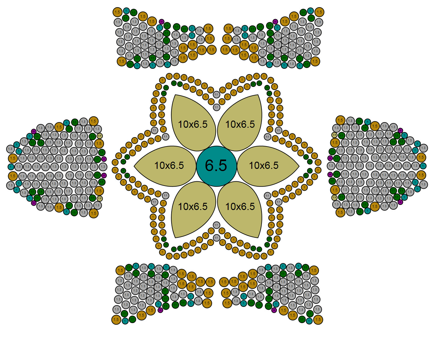 Custom Flower Shape Pear with Round Diamond Ring - Hiphop Ring 3D print model_20