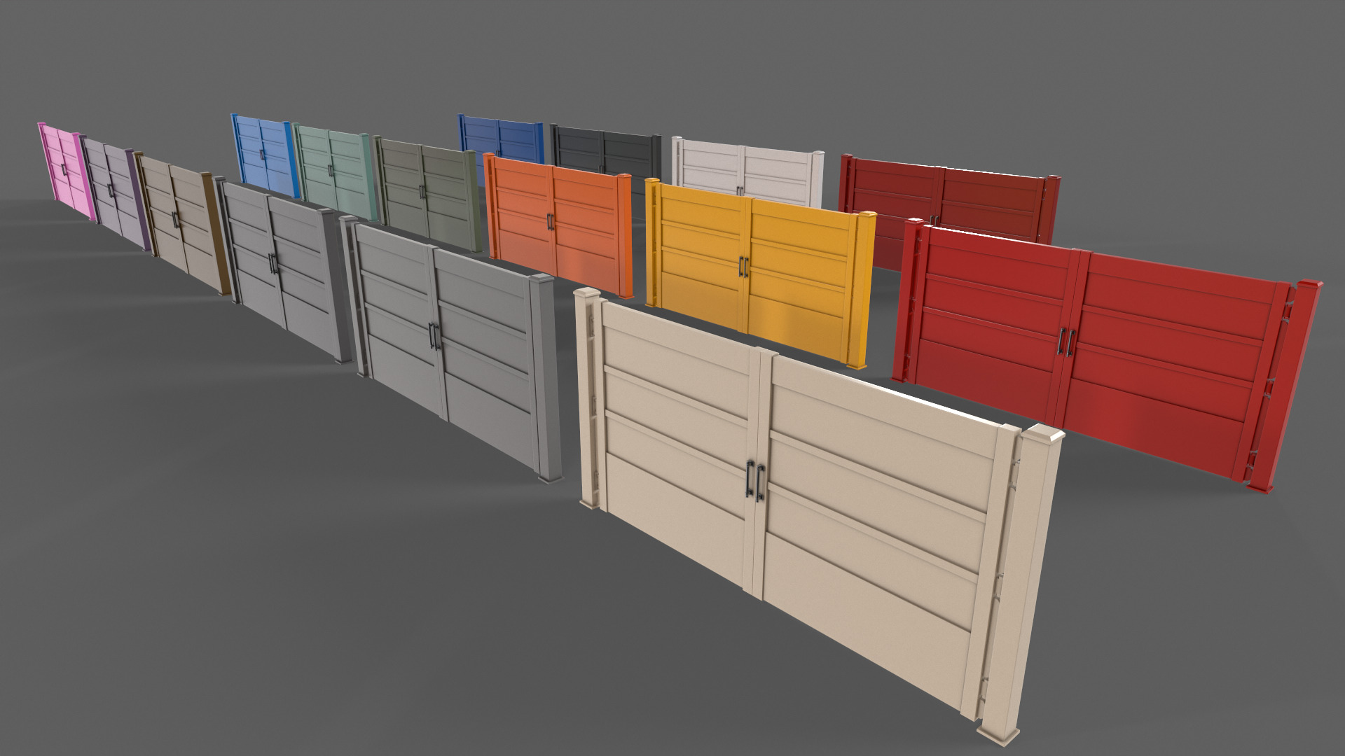 PBR Metal Gate C2 Low-poly 3D model_6