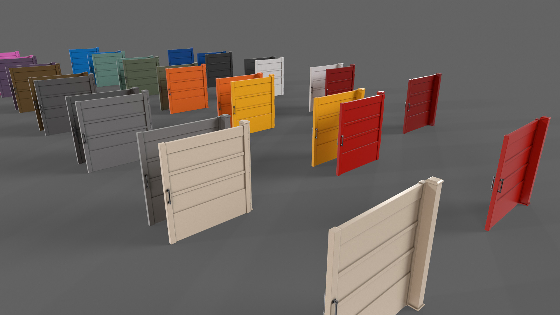 PBR Metal Gate C2 Low-poly 3D model_7