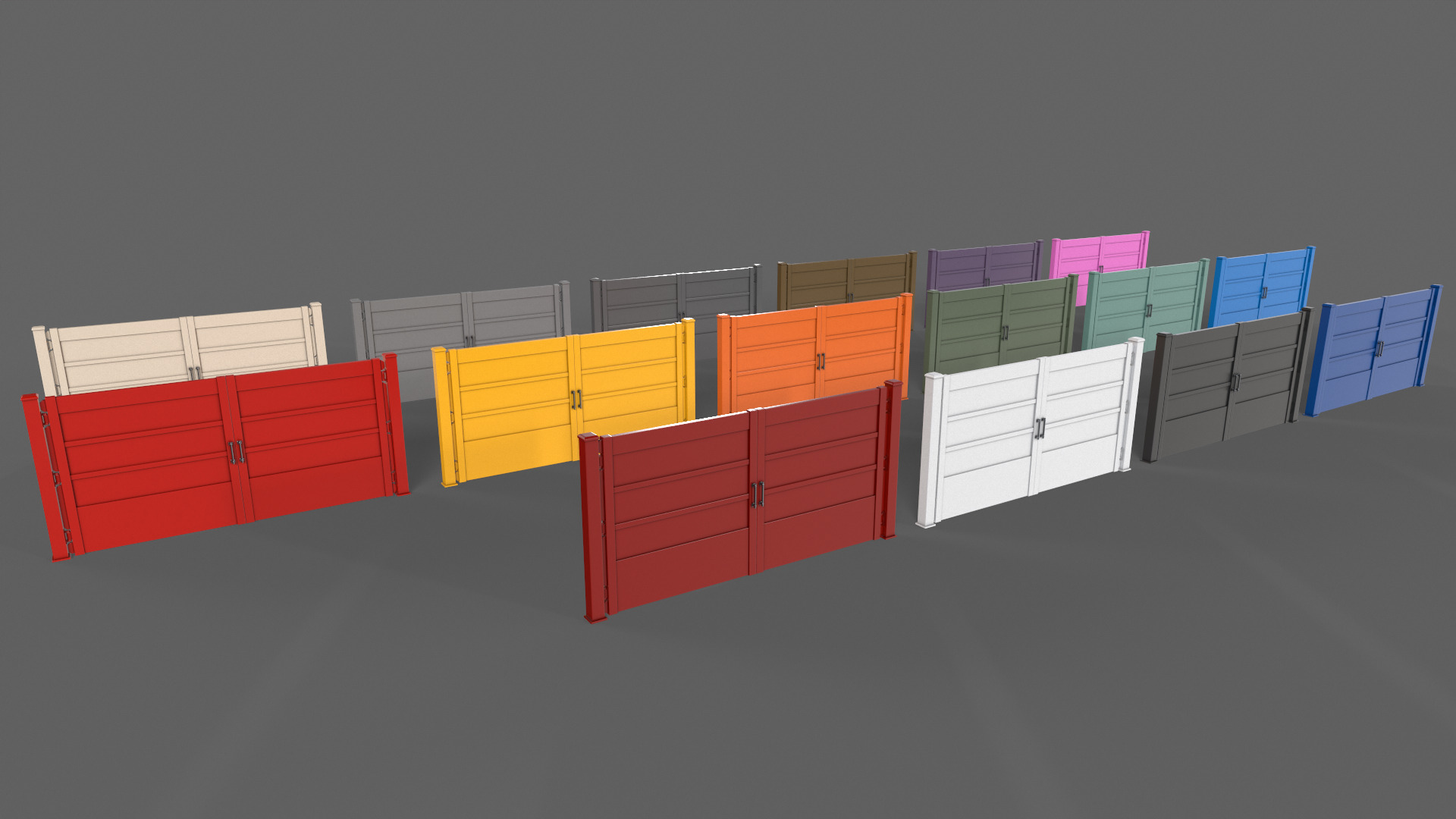 PBR Metal Gate C2 Low-poly 3D model_4