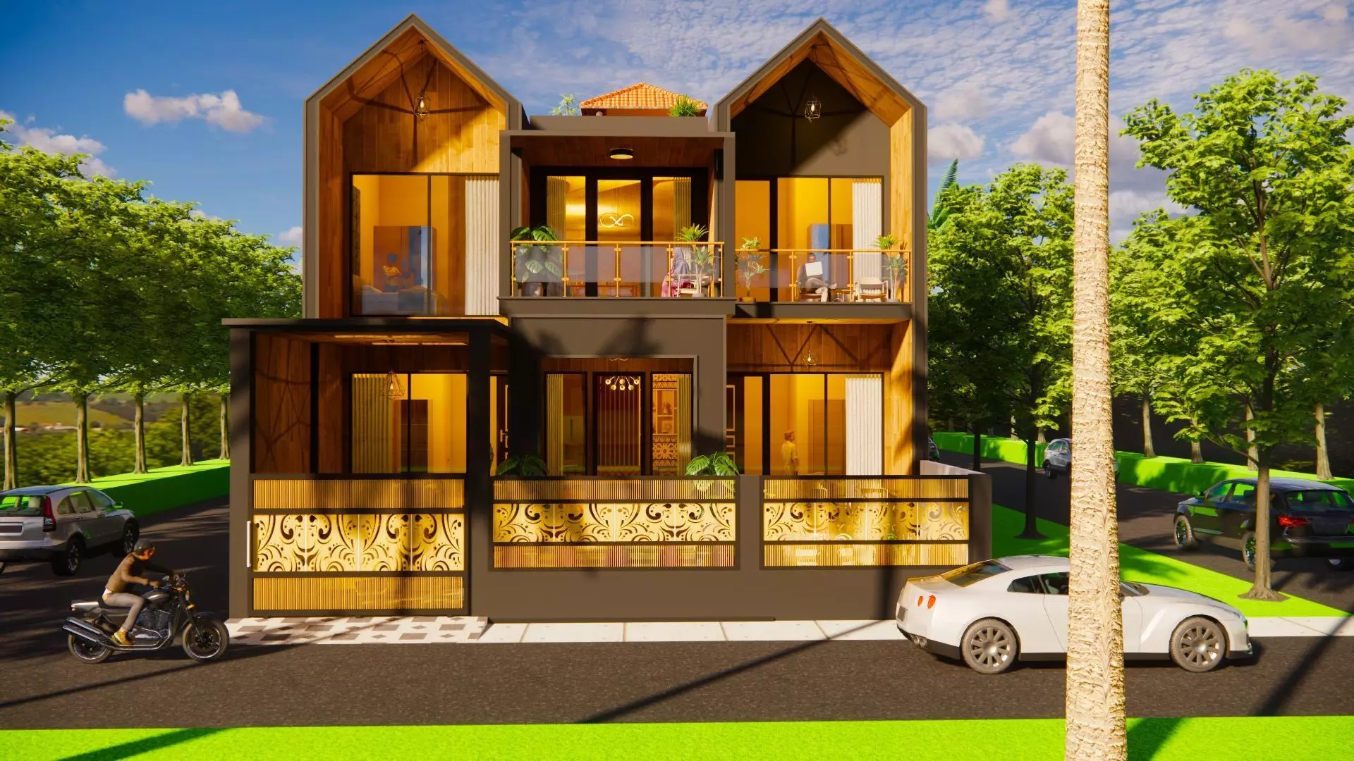 modern scandinavian house 3D model_0