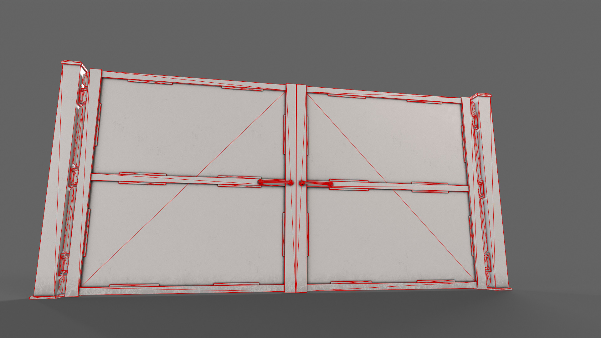 PBR Metal Gate C3 Low-poly 3D model_16