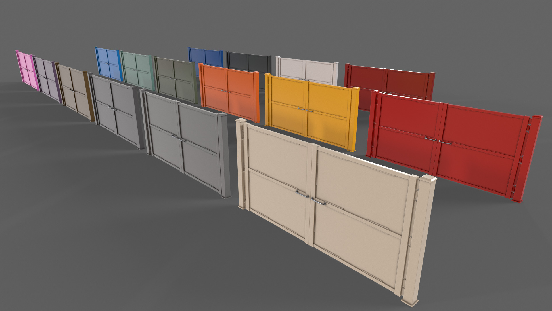 PBR Metal Gate C3 Low-poly 3D model_6