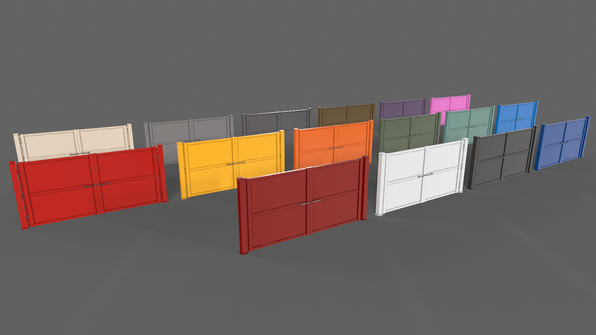 PBR Metal Gate C3 Low-poly 3D model_4