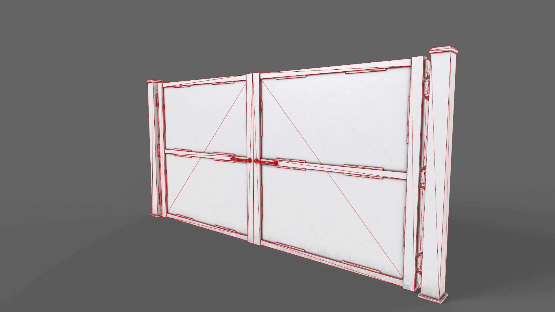 PBR Metal Gate C3 Low-poly 3D model_15