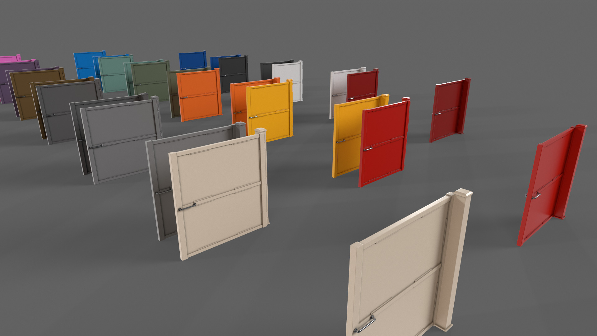 PBR Metal Gate C3 Low-poly 3D model_7