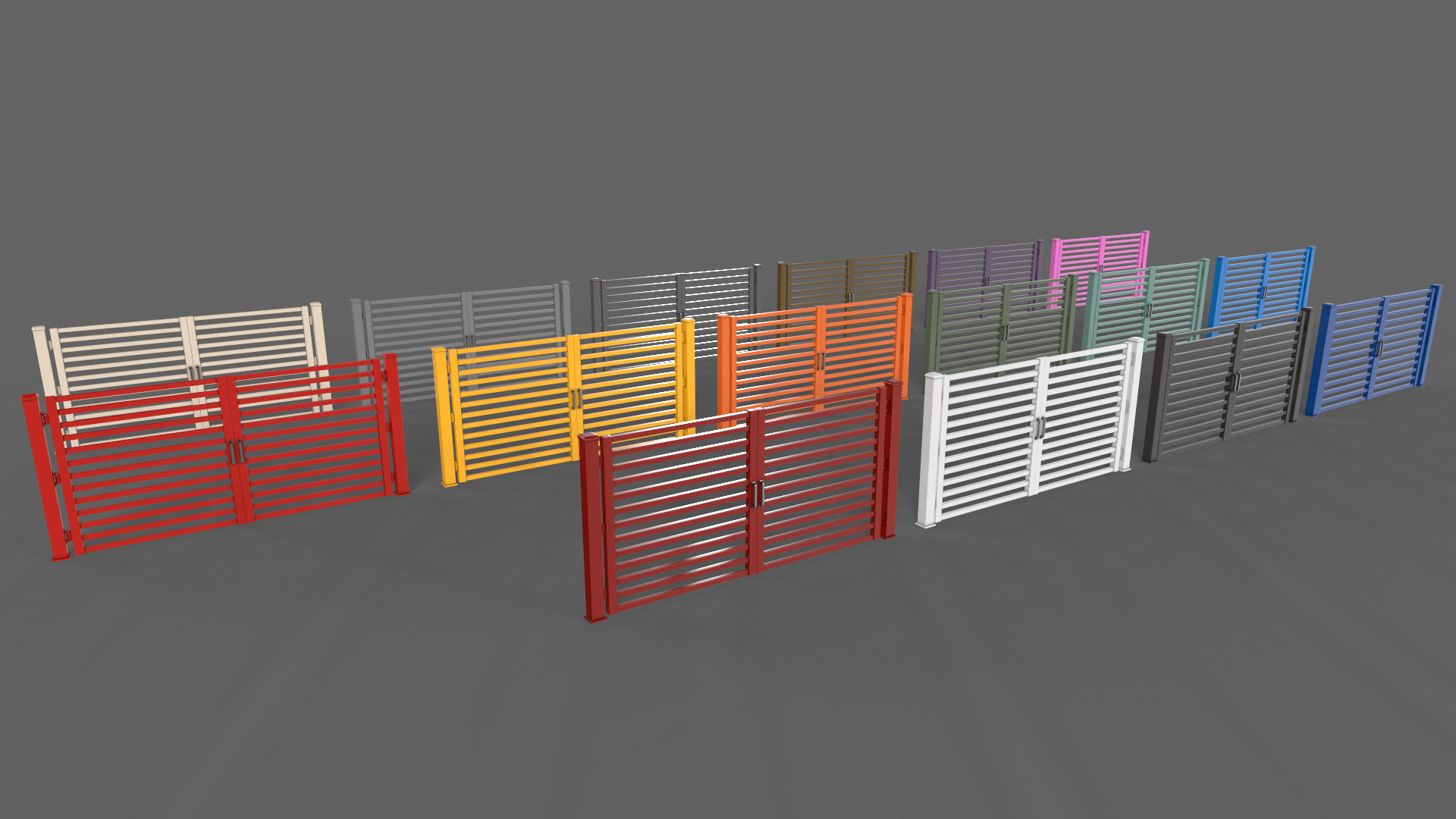 PBR Metal Gate C4 Low-poly 3D model_4