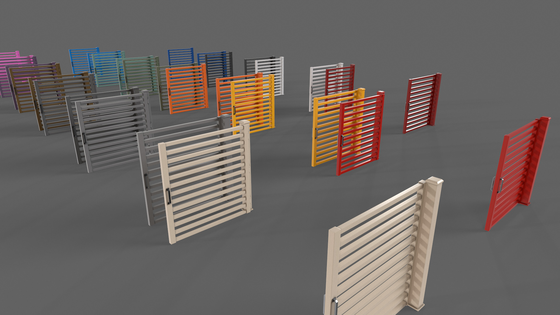 PBR Metal Gate C4 Low-poly 3D model_7