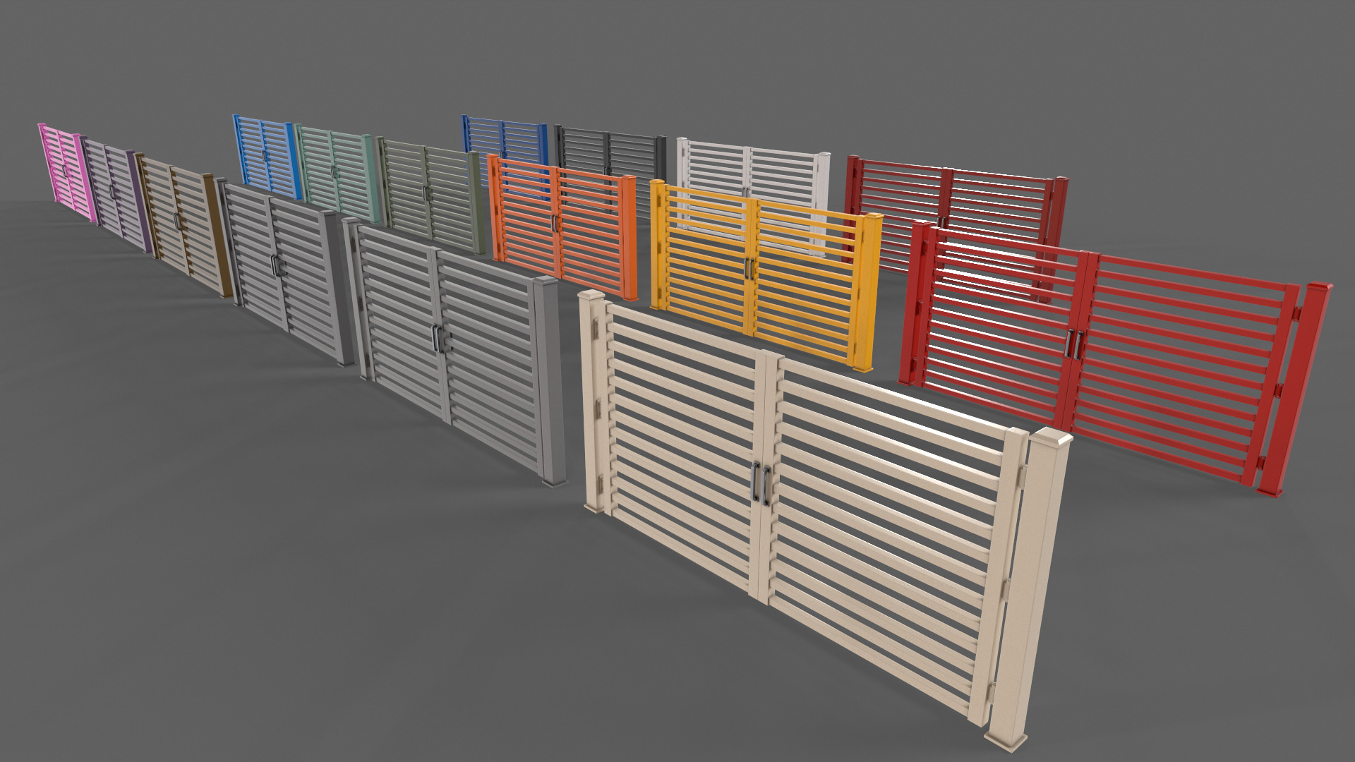 PBR Metal Gate C4 Low-poly 3D model_6