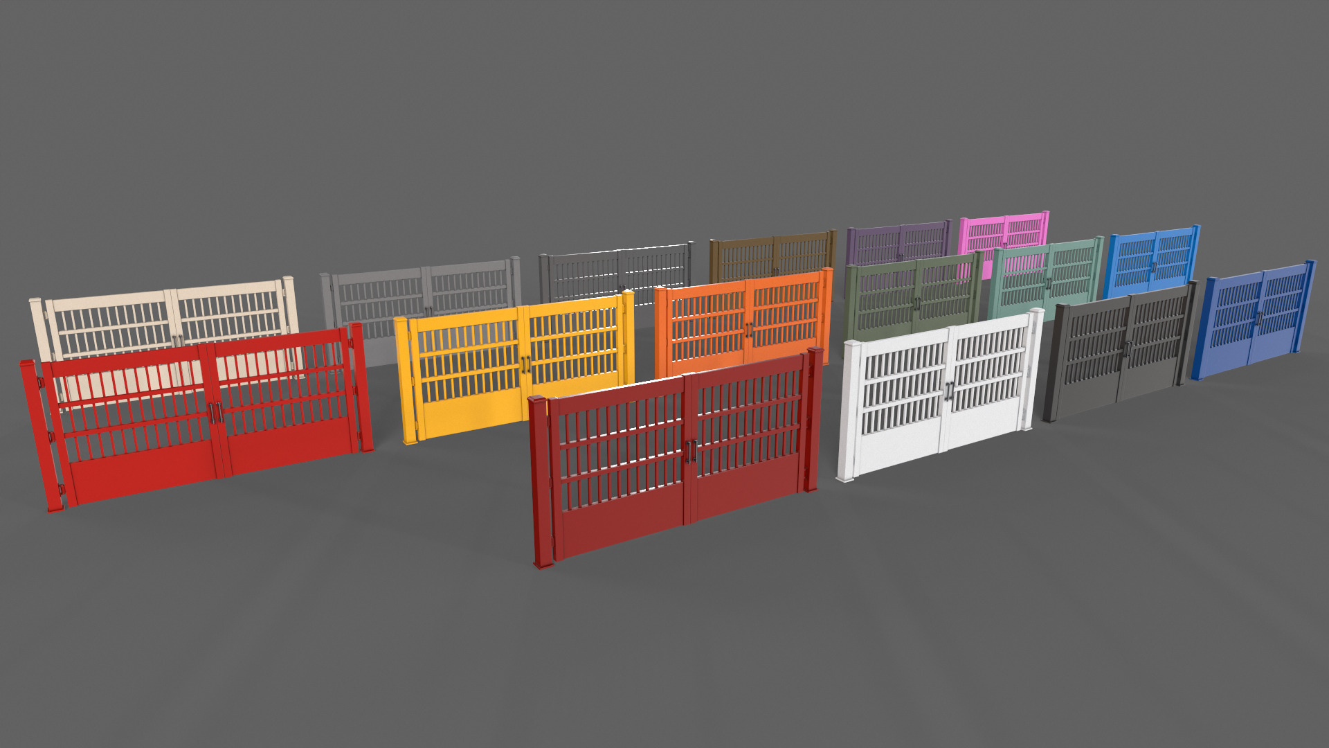 PBR Metal Gate C5 Low-poly 3D model_4