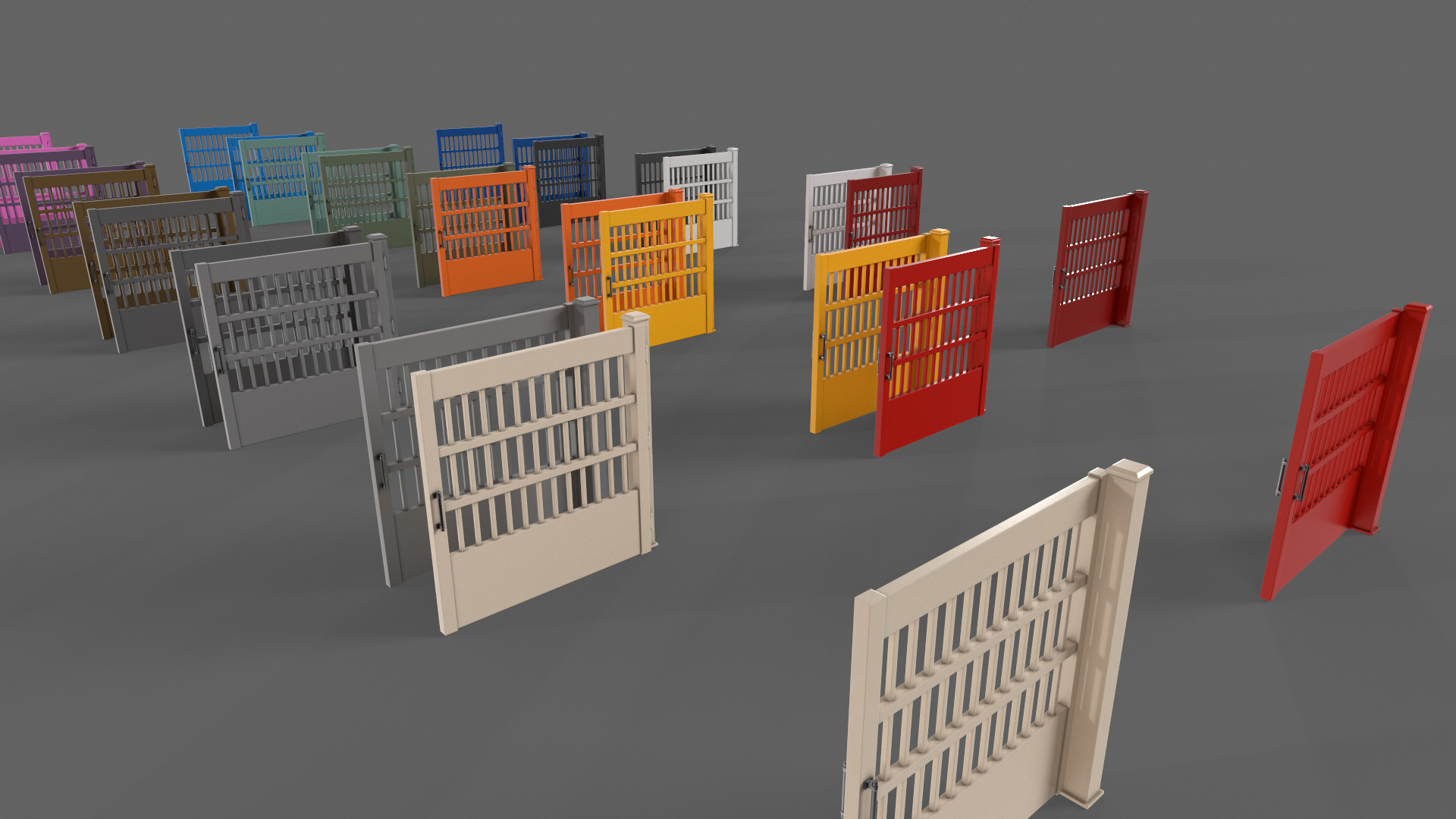 PBR Metal Gate C5 Low-poly 3D model_7
