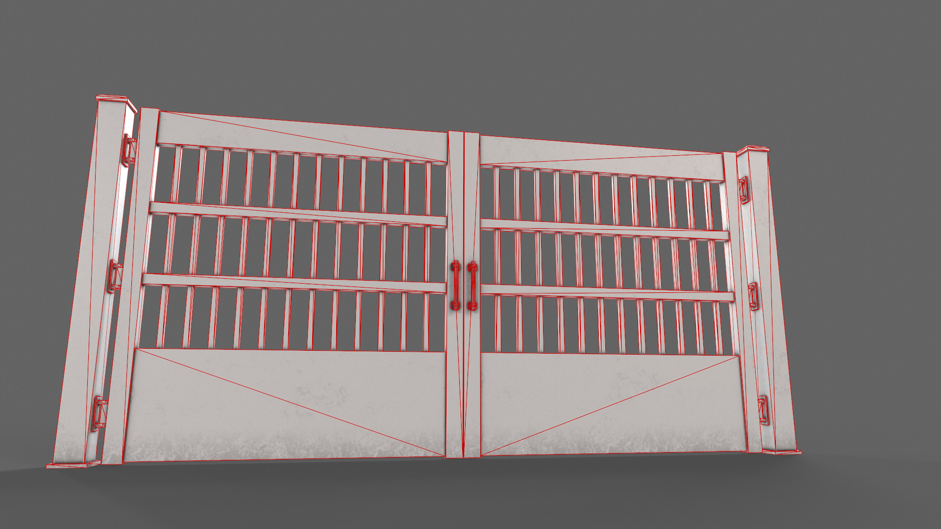 PBR Metal Gate C5 Low-poly 3D model_16